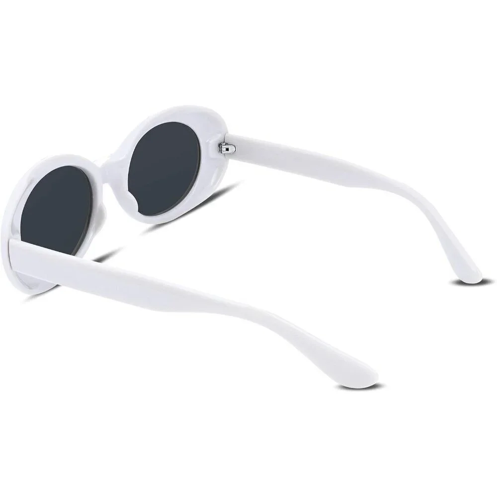 White Oval Clout Goggles UV400 Protection Fashion Sunglasses for Women Men